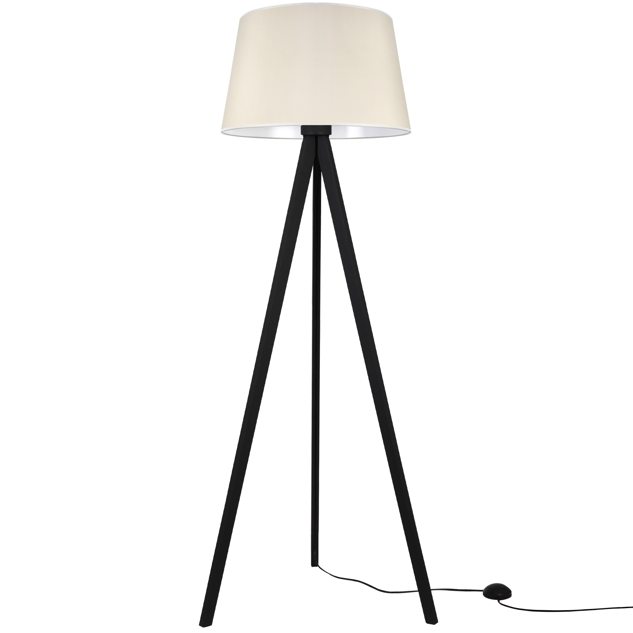 Lampa podłogowa trójnóg czarny Light Home LH Gaja 1xE27 abażur stożek 44cm kremowy