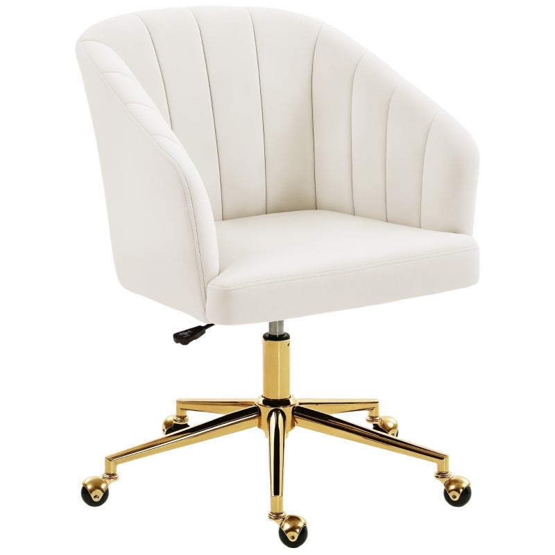 Ergonomiczne krzesło biurowe obrotowe 61 x 60 x 92,5 cm, z obrotem 360°, biały, poliester oraz tkanina