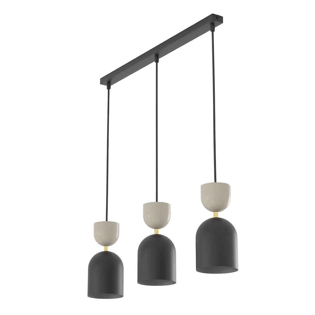 Lampa wisząca dekoracyjna czarno-beżowa listwa kielichowe klosze 3xE14 10W GAUDI Emibig