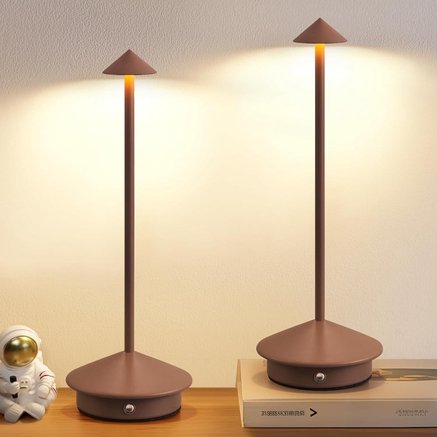 Zestaw 2 lampek biurkowych LED zasilanych przez USB typu C, 1800 mAh, wodoodporna IP54, przenośna, 3-kolorowa lampa biurkowa z płynną regulacją jasnoś