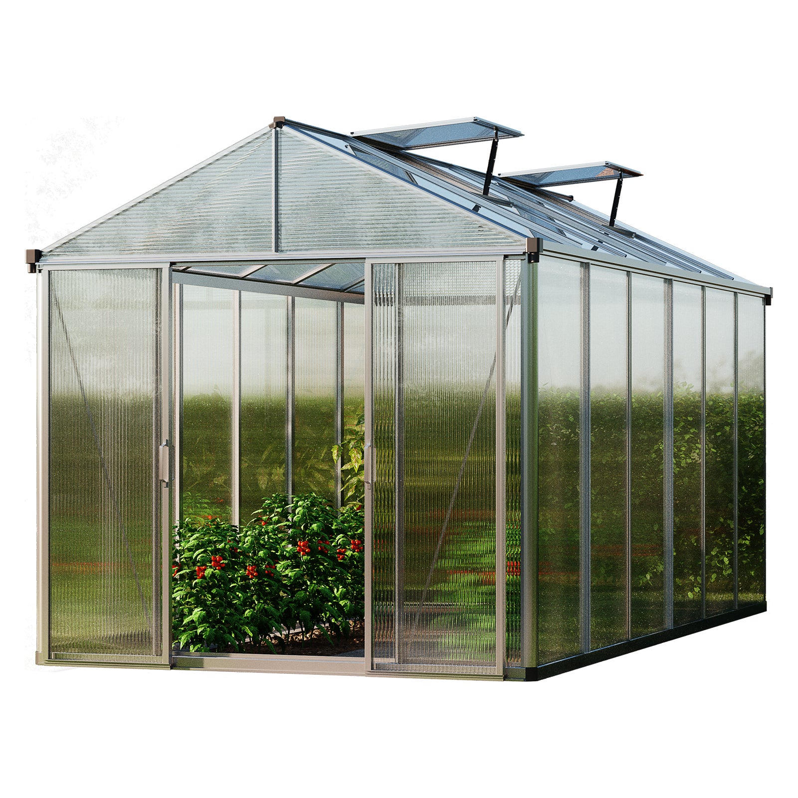 GFP szklarnia TITAN 24 rama aluminiowa 222x437 cm - grube panele poliwęglanowe ok. 10 mm
