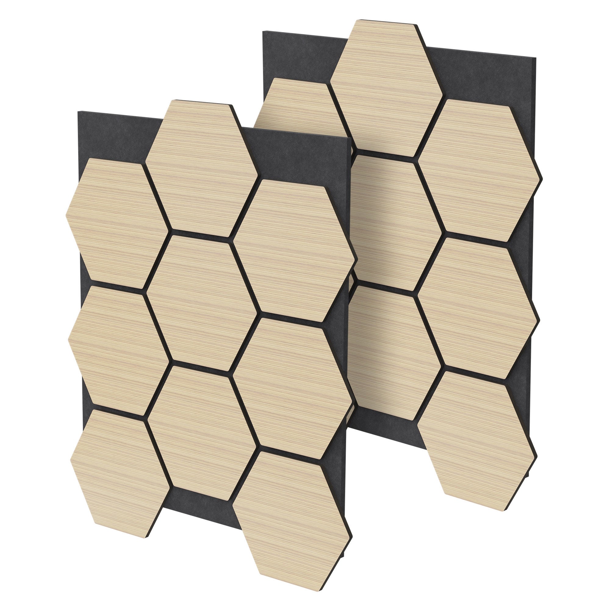 ML-Design zestaw 2 dąb paneli akustycznych MDF 66x81x2 cm z sześciokątnym wzorem drewna panele dekoracyjne do izolacji ścian biura studia