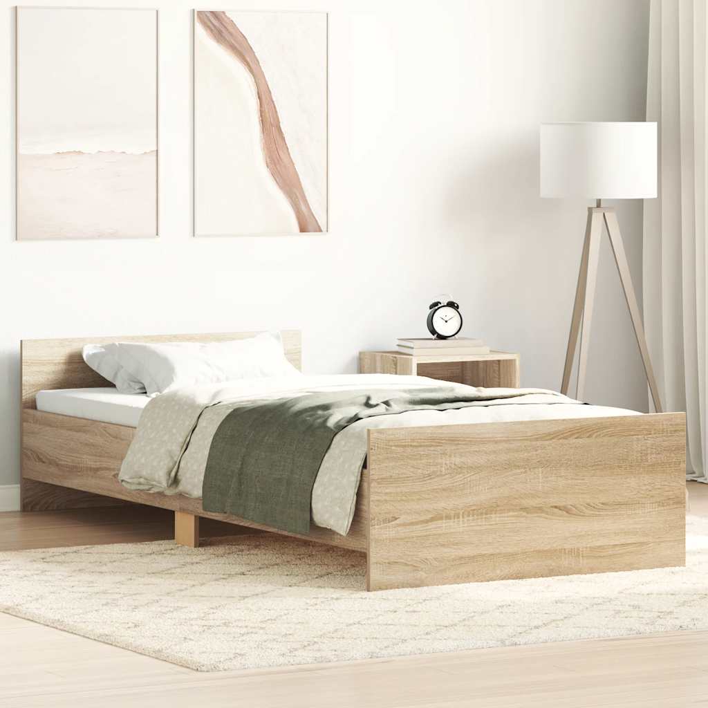 vidaXL Łóżko bez materaca, dąb sonoma, 100x200 cm