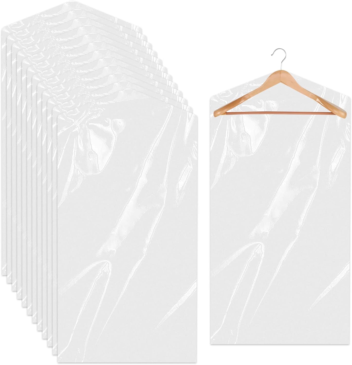 20 sztuk Pokrowców na Ubrania, przezroczyste plastikowe torby na odzież do garniturów, przeciwkurzowe (60x90 cm)