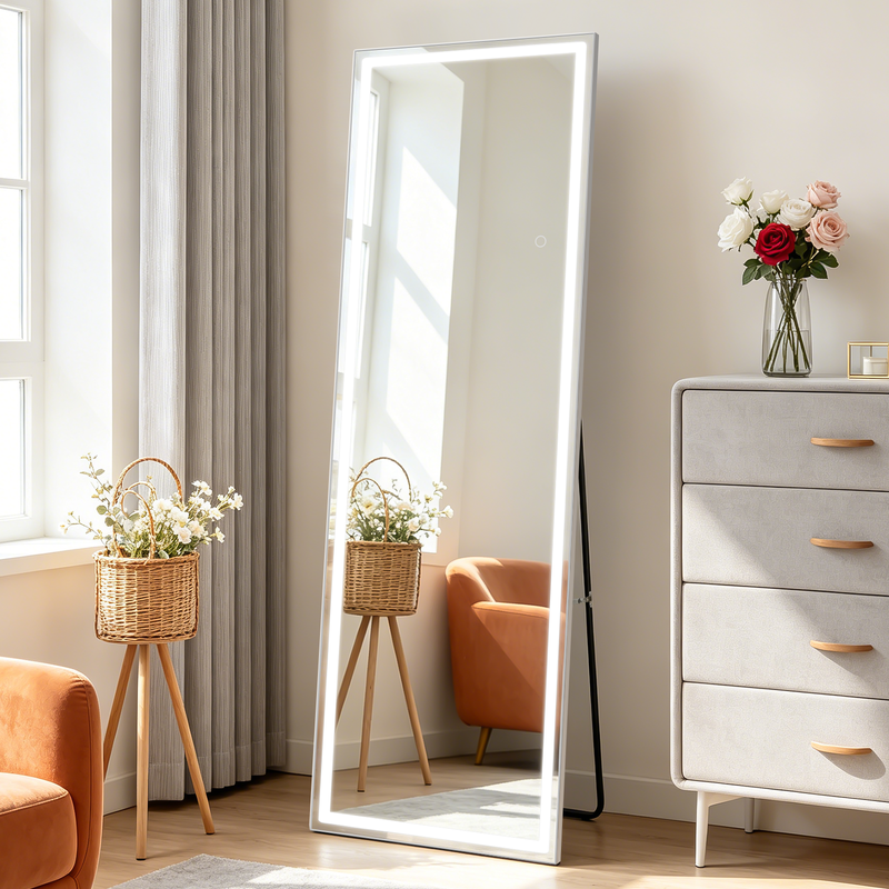 NETTLIFE Lustro pełnowymiarowe z oświetleniem 150cm, lustro stojące lub ścienne
