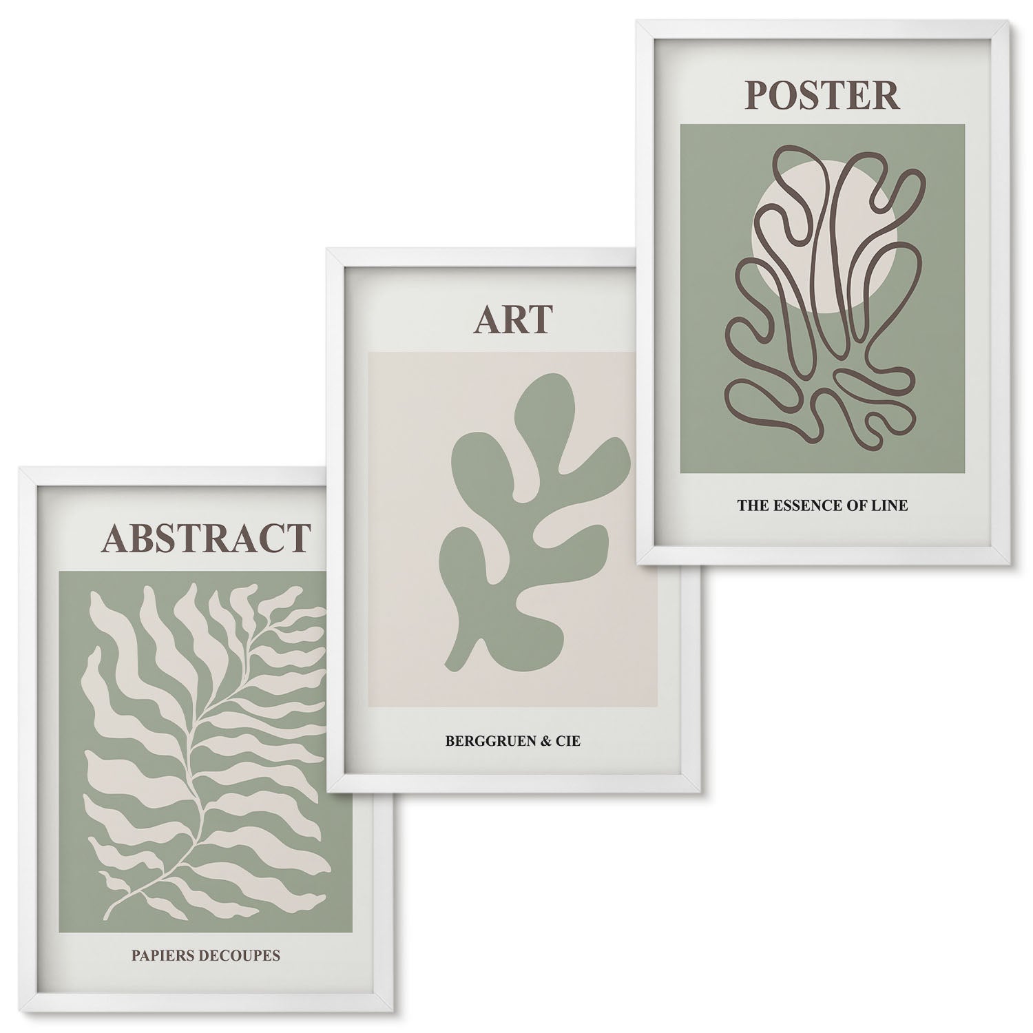 Zestaw obrazów w ramie - 3 części | Wzory roślinne postery Henri Matisse | Biała ramka