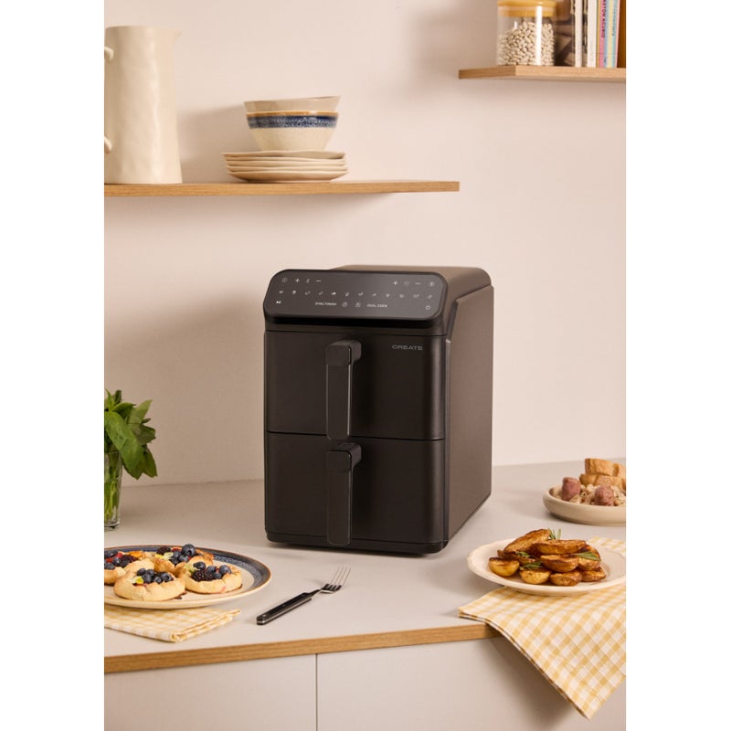 CREATE - AIR FRYER DUAL STACK - Frytkownica beztłuszczowa 11,2 L z podwójną warstwą i niezależną kontrolą - Noir