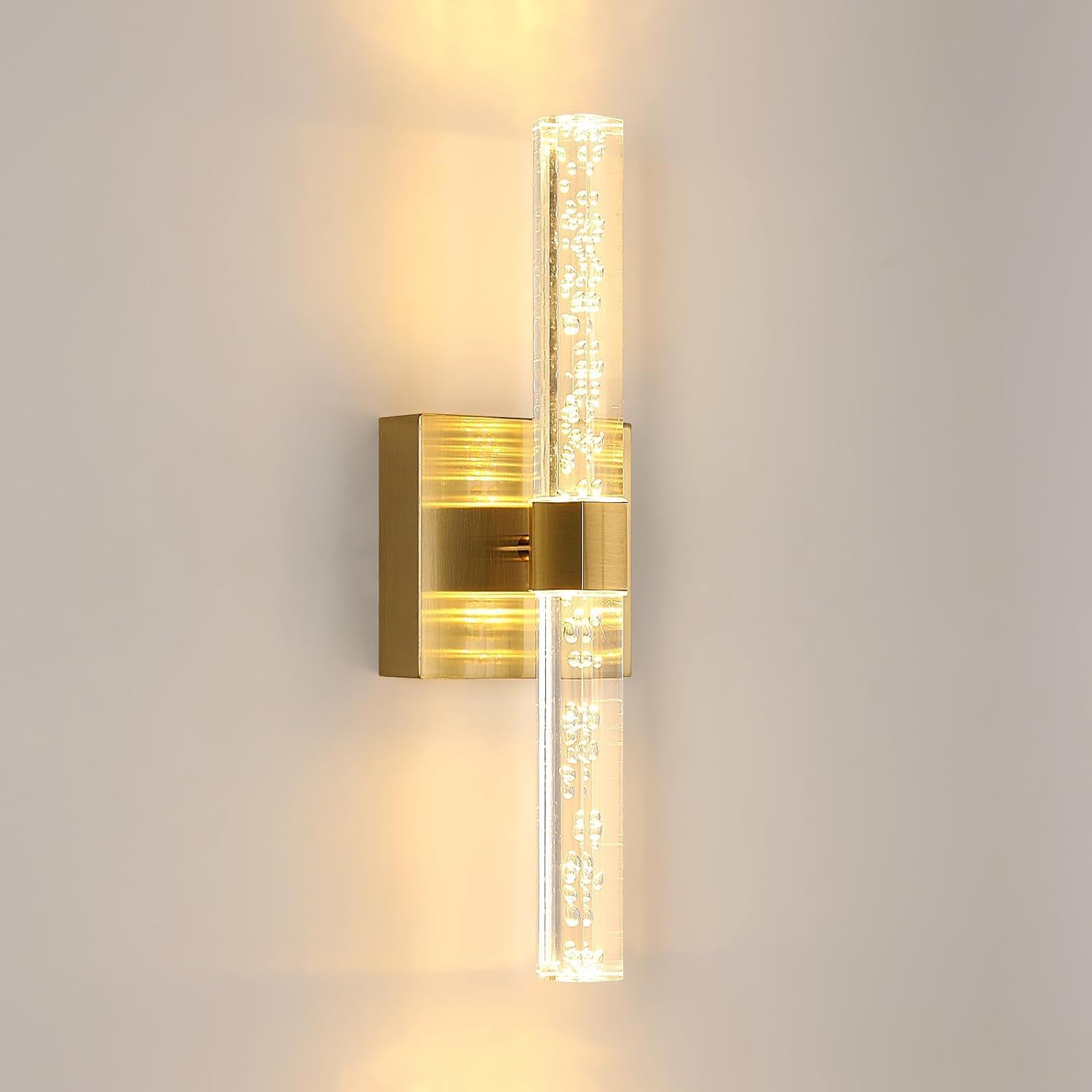 Kinkiet wewnętrzny LED, 12 W, nowoczesny, obrotowy kinkiet 360°, złoty kinkiet wewnętrzny LED do sypialni, ciepłe białe światło 3000 K