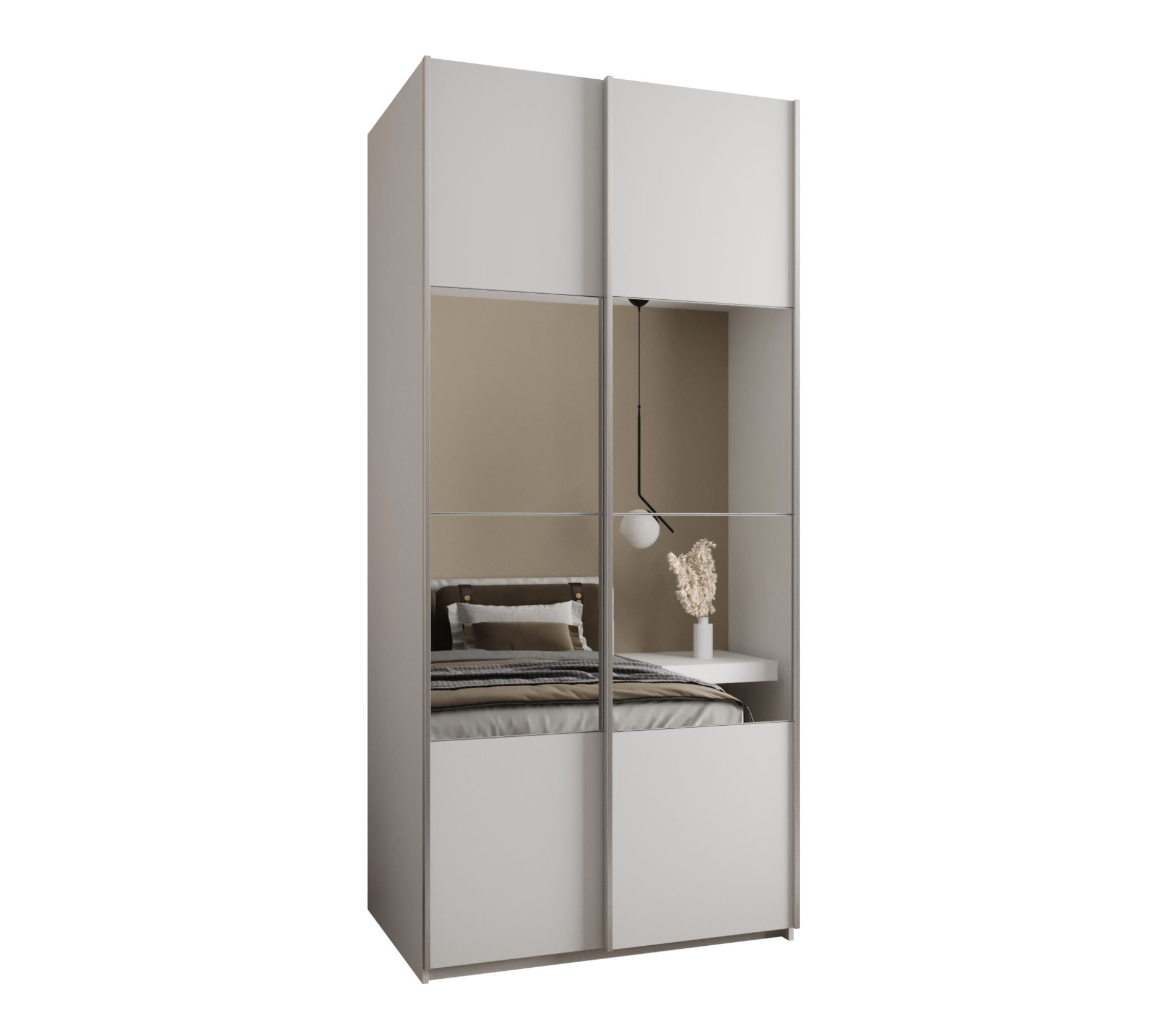 Szafa przesuwna wysoka Lux 4 100 x 64 x 245,5 cm biały + biały + u. srebrny - Abiks Meble