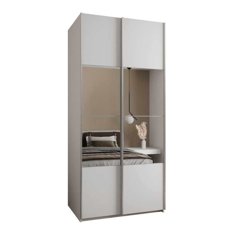 Szafa przesuwna wysoka Lux 4 100 x 64 x 245,5 cm biały + biały + u. srebrny - Abiks Meble
