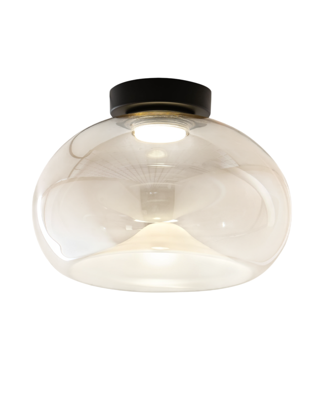 Brena - Okrągła lampa sufitowa z wbudowanym oświetleniem LED Fabas Luce - ściemnialna lampa ścienna LED 19W - wklęsła w kolorze koniakowym