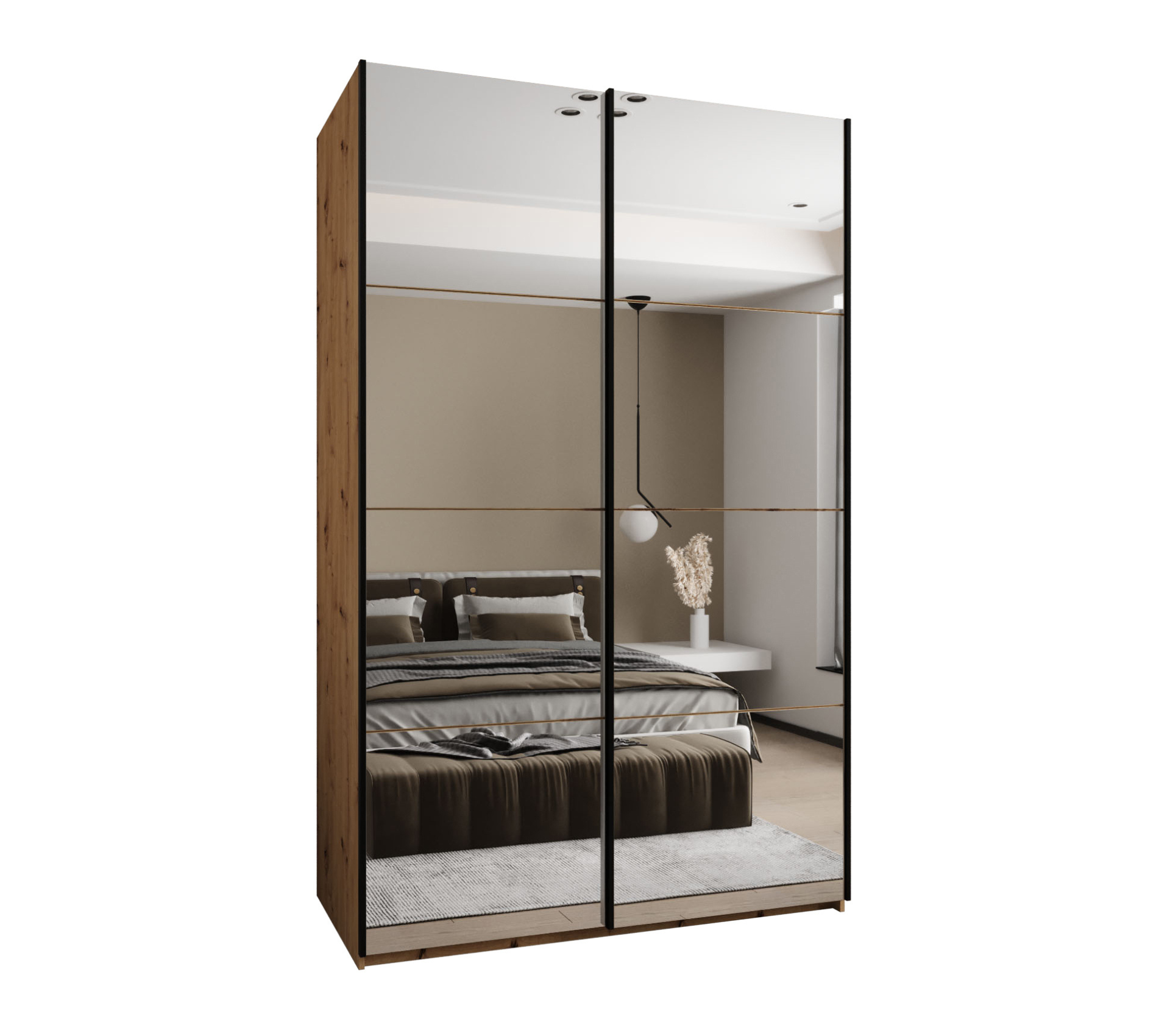 Szafa przesuwna wysoka Lux 2 160 x 64 x 245,5 cm artisan + artisan + u. czarny - Abiks Meble