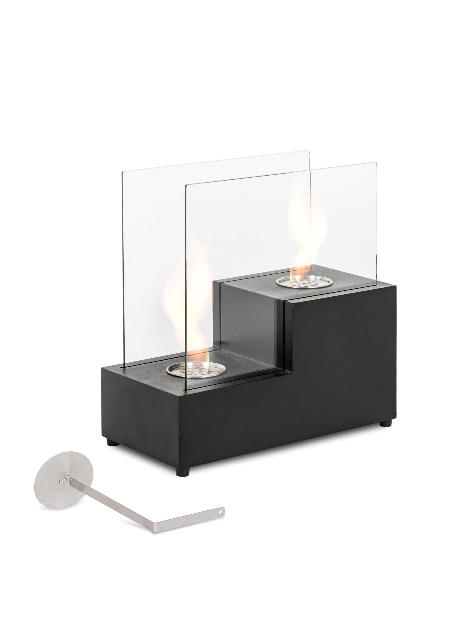 STONES HOME FURNITURE, Caminetto a Bioetanolo da Tavolo con 2 Bruciatori, Senza Fumo, Bruciatore in Acciaio da 0,4 l, Durata Fiamma 1,5 ore, Modello T