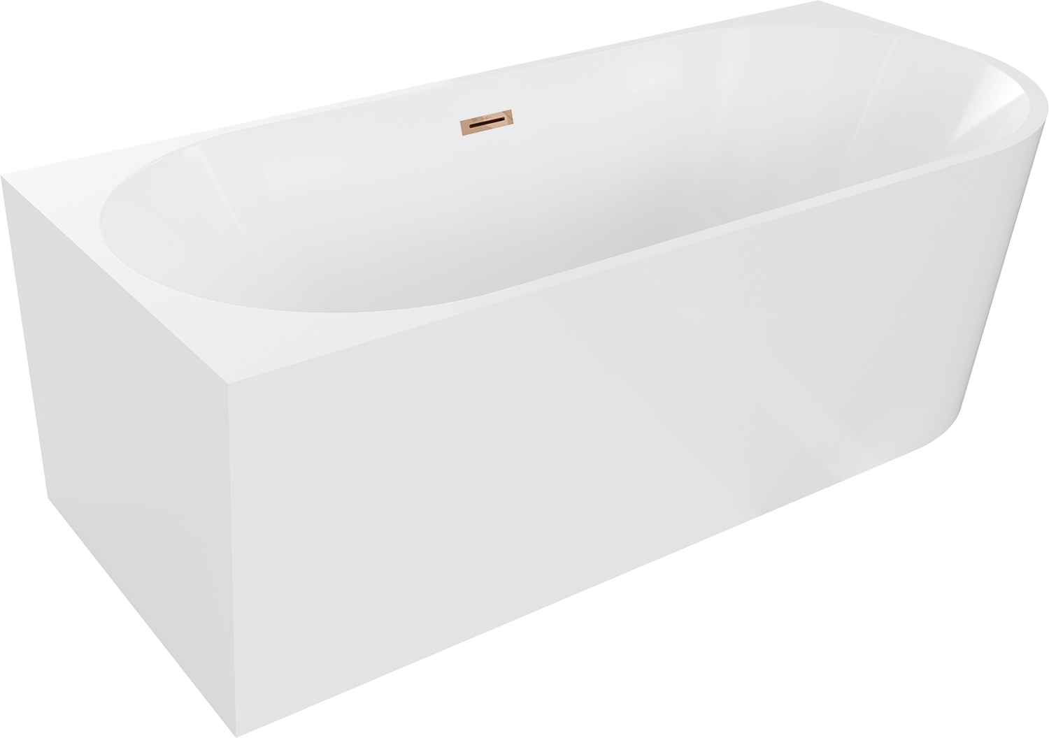 Mexen Mia wanna wolnostojąca narożna lewa 180 x 80 cm, biała, przelew różowe złoto - 52691808000L-60