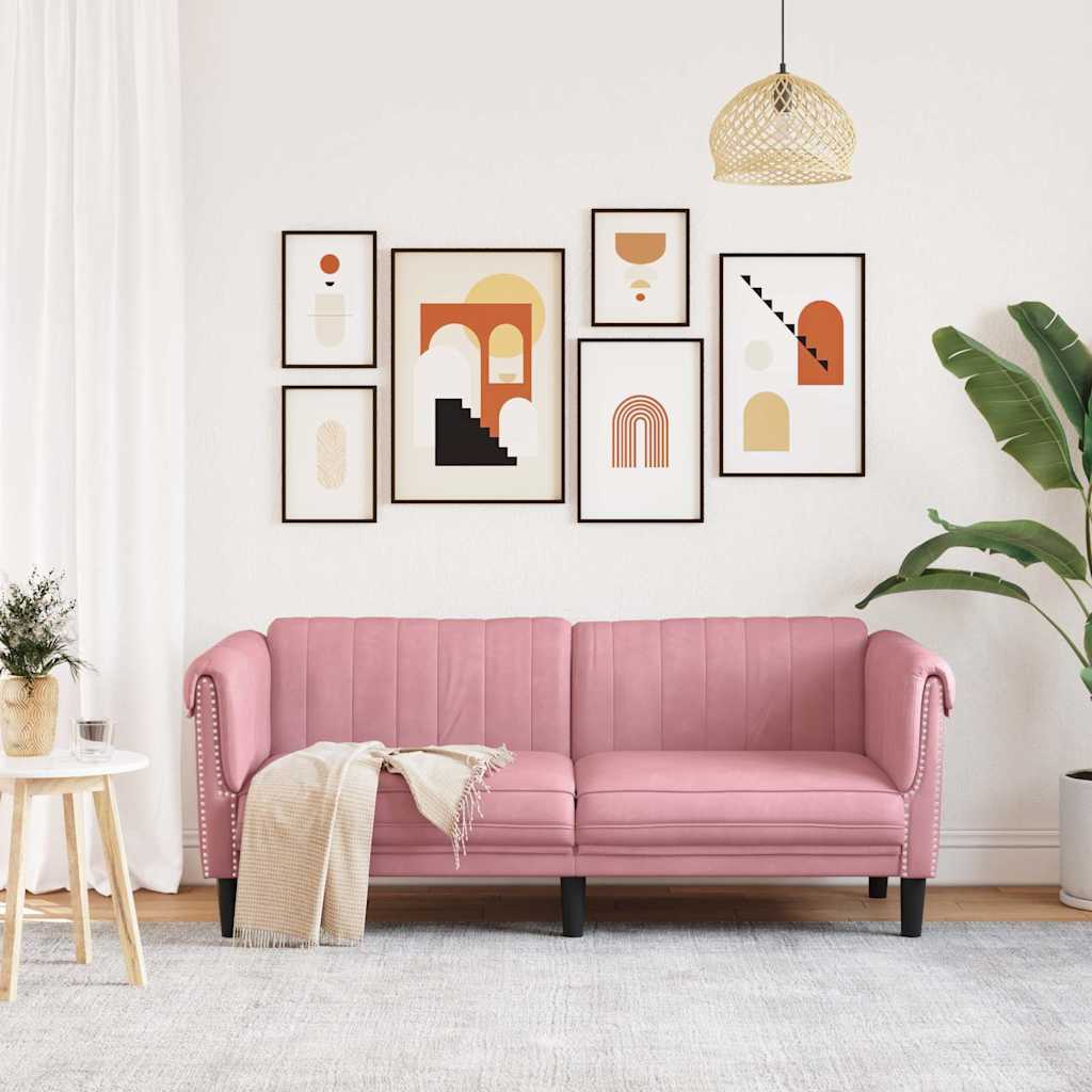Sofa dwuosobowa, różowa, aksamit