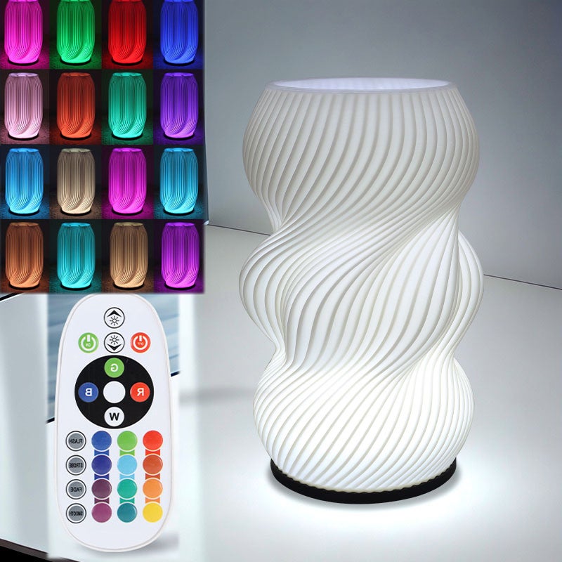 Mała fantazyjna lampka stołowa do sypialni, lampka nocna, lampka nocna w paski w stylu vintage RGB 16 kolorów, do salonu, akademika