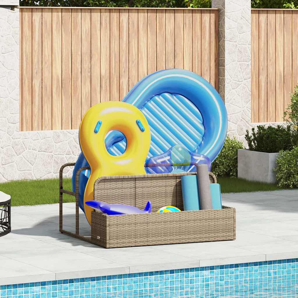 Poolside Float Storage Beige 110x100x57 cm Poly Rattan vidaXL