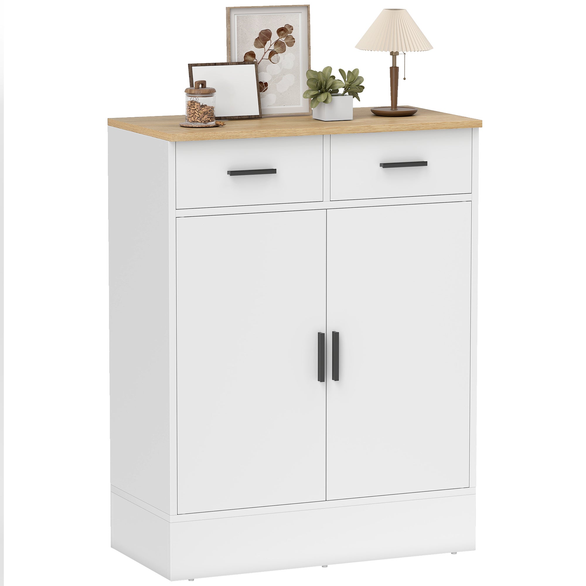szafka do salonu z 2-drzwiowa 2-szufladowa i regulowanymi półkami do kuchni wejścia sypialni 68.6x35x90.3 cm biała