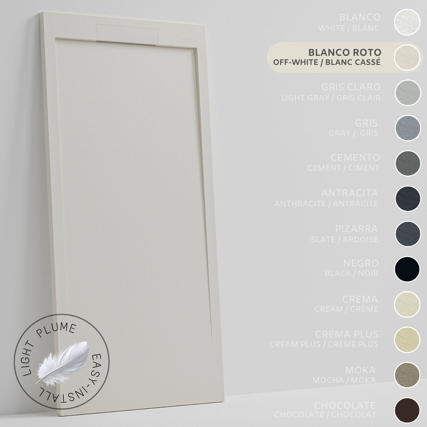 SOULHOME Lekki Brodzik z Żywicy tekstura Łupka – złamana biel- 140x80- Niski 3cm– Elegancki SAME
