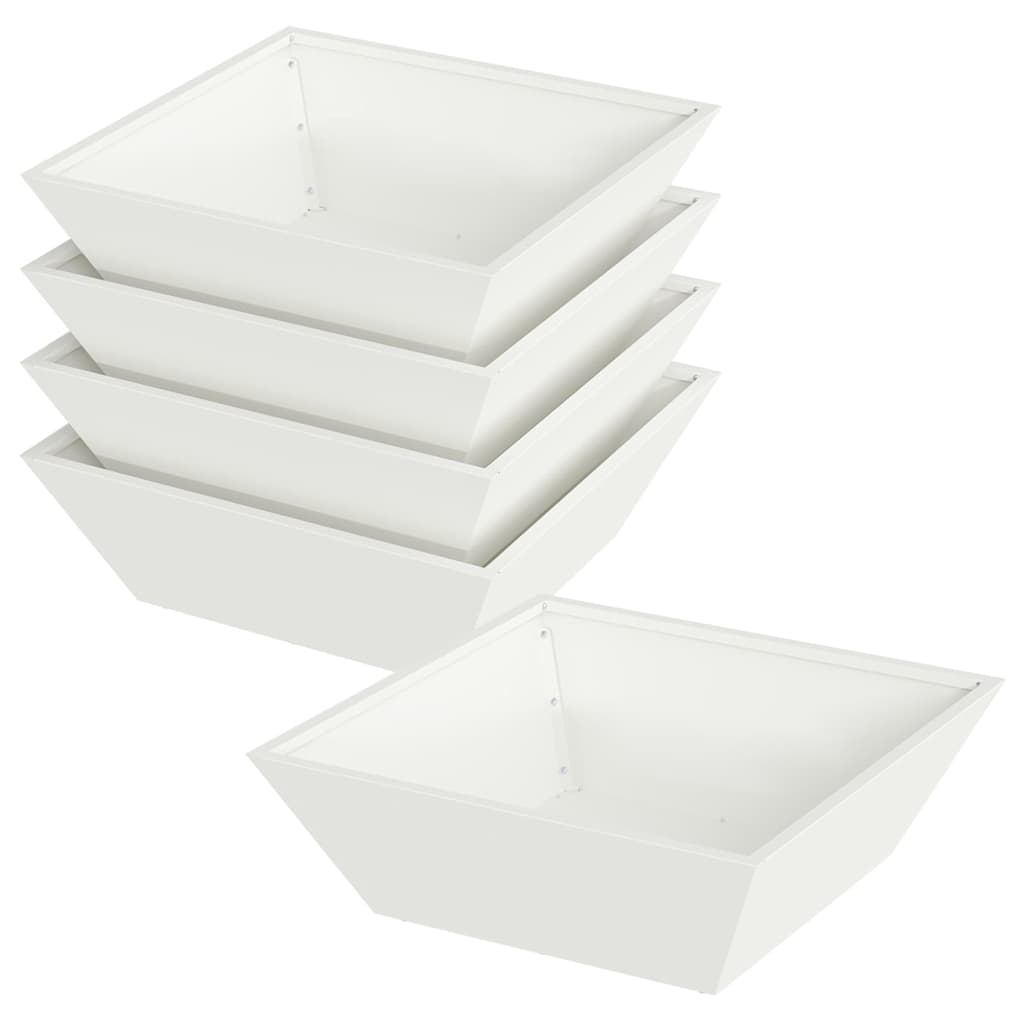 Doniczka ogrodowa 5 szt. Biały 50 x 50 x 15 cm Stal zimnogięta