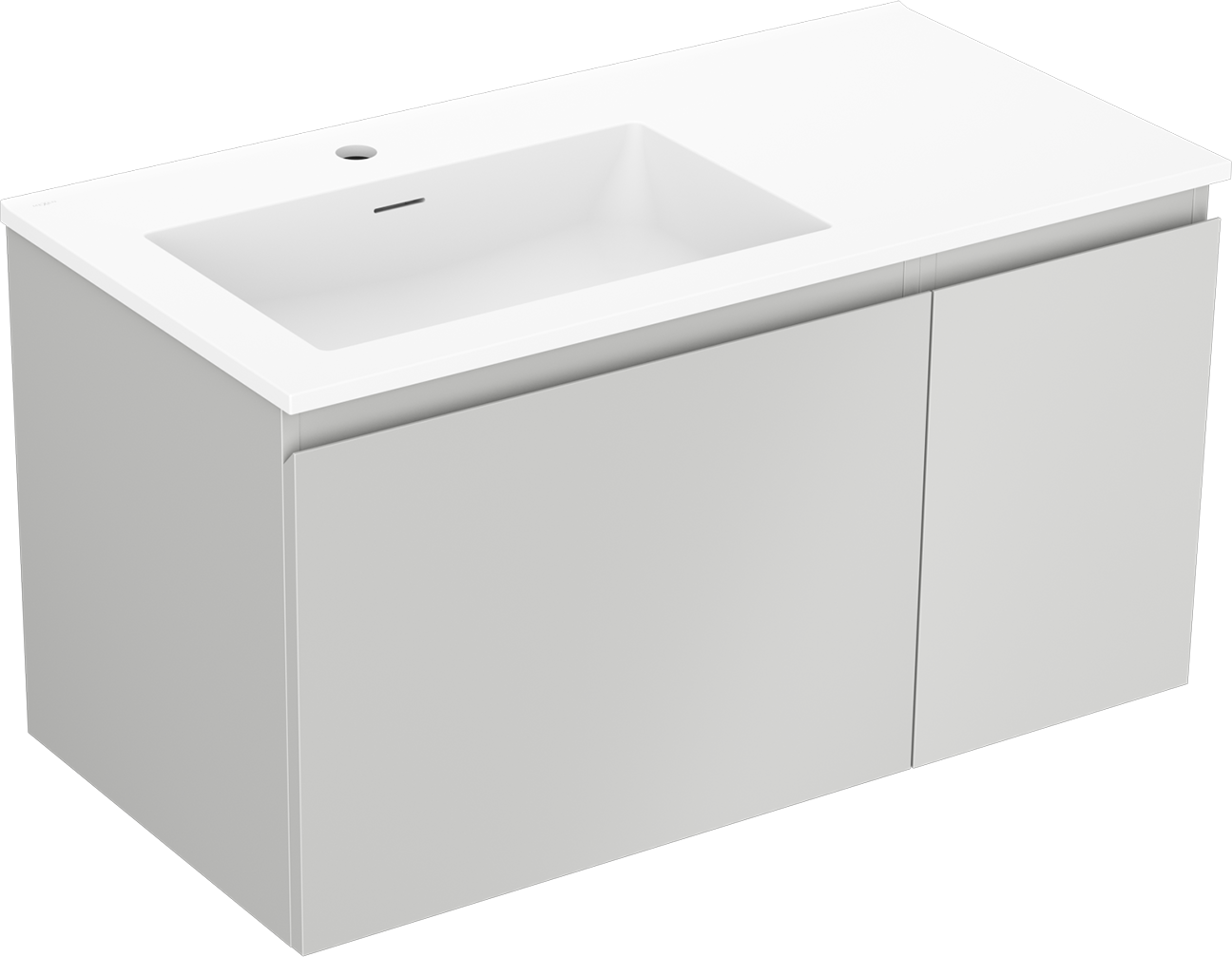 Mexen Orio szafka łazienkowa 90 cm z umywalką Otis lewą, 1S, 1D, szara mat/biała mat - 91A13-09047-3-BBFF62-W18L01