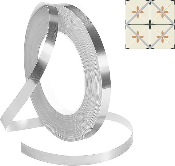 Srebrny pasek dekoracyjny 50M*1cm, metalowa listwa ze stali nierdzewnej, wykończenie lustrzane, samoprzylepna, elastyczna, samoprzylepna