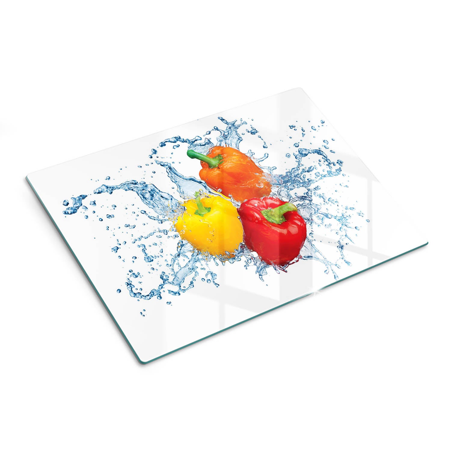 Designerska deska do kuchni z hartowanego szkła i nadrukiem - Papryka Woda - 30x40 - Tulup