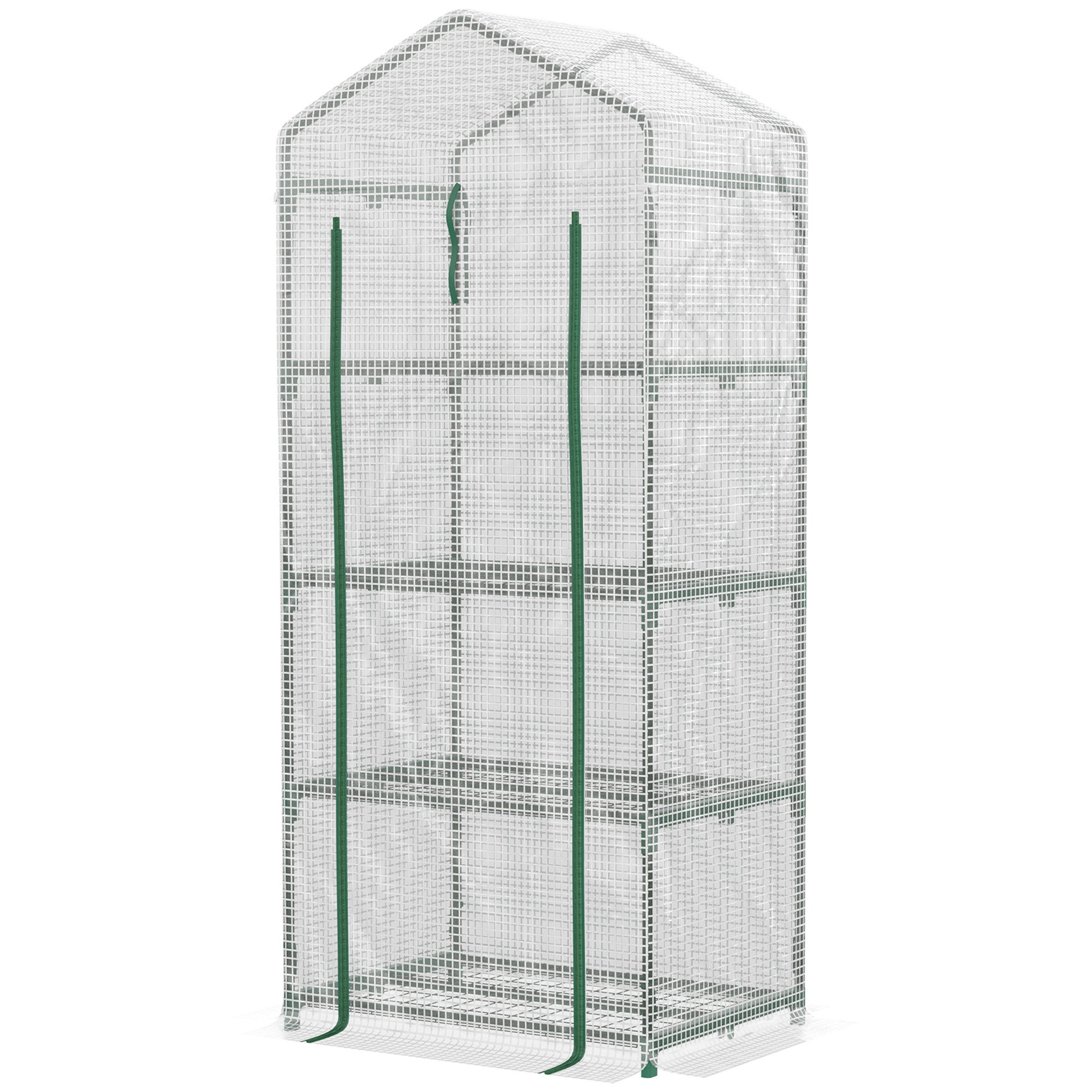 Szklarnia aluminiowa, mini szklarnia, inspekt, 4 półki, 70 x 50 x 160 cm, biała