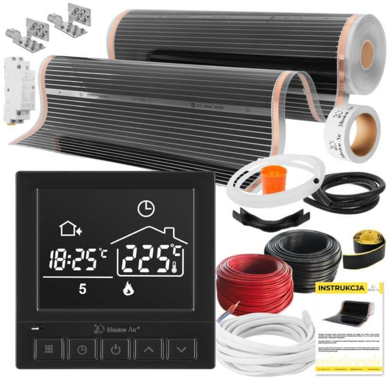 Zestaw mat grzewczych na podczerwień IR SILVER 160W 26m²,szer.100cm + Taurus Czarny