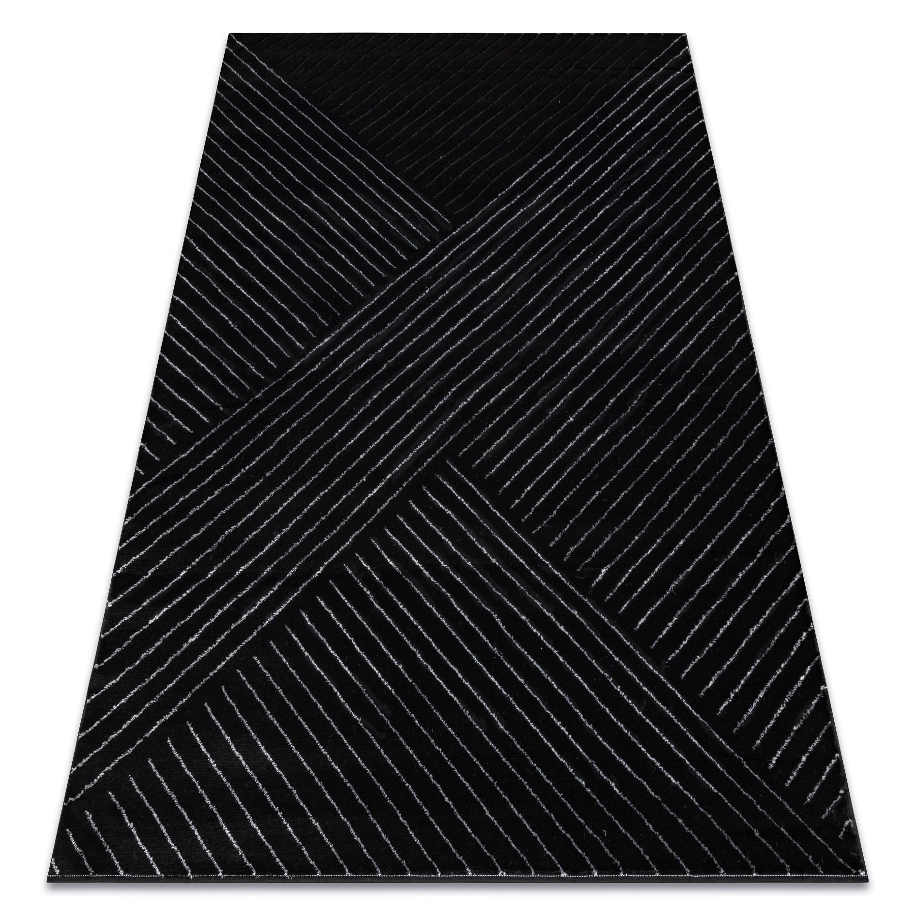 Dywan EMERALD ekskluzywny A0084 glamour, stylowy, linie, geometryczny czarny / srebrny 180x270 cm