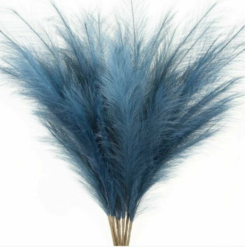 10 szt. 60 cm Sztuczna Trawa Pampasowa Duża Puszysta Sztuczna Trzcina do Wypełniania Wazonów Salon Kuchnia Wystrój Boho (Niebieski)