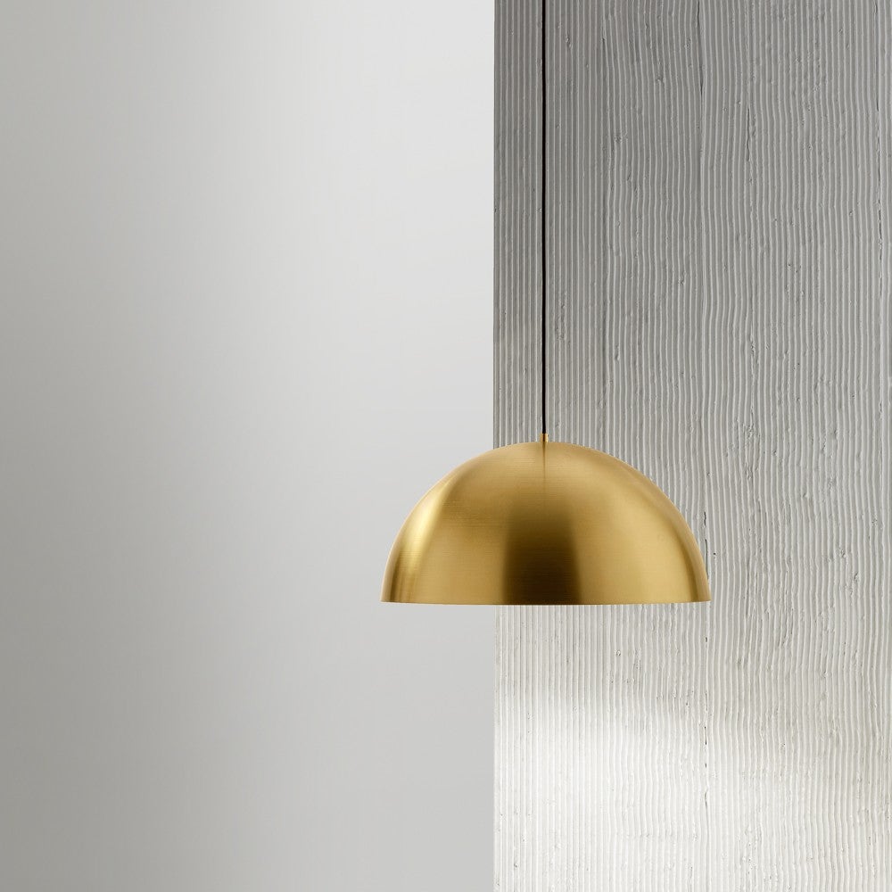 Lampa wisząca Bonella S/P – nowoczesny design z aluminium z mosiężnym wykończeniem, oprawka E27, montaż wewnątrz – Gealuce