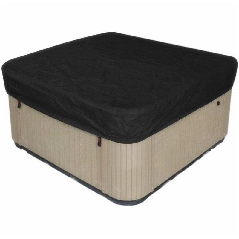 Pokrowiec na jacuzzi zewnętrzne, kwadratowy, wodoodporny pokrowiec na jacuzzi, tkanina poliestrowa 190T — czarny, 207×207×30 cm