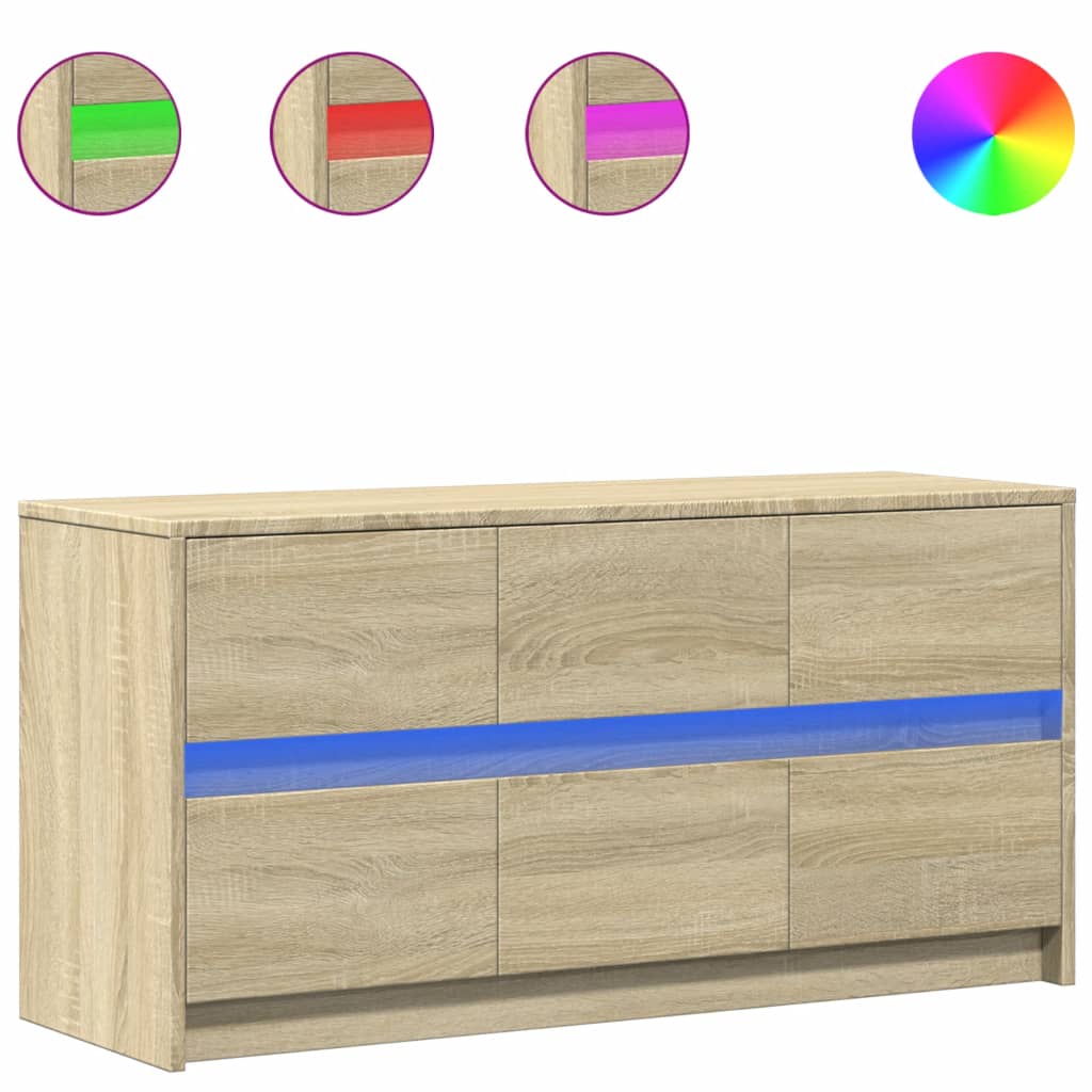 Szafka pod TV z LED, dąb sonoma, 100x34x50 cm
