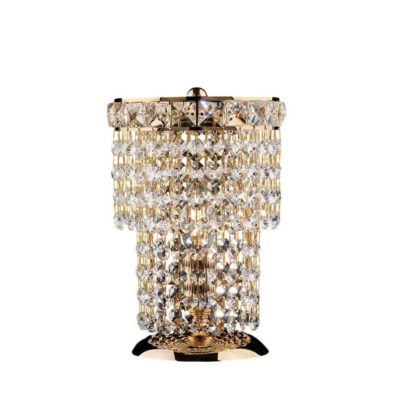 Lumetto in ferro e ottone dorato con strass 1 luce H.24 - Ø16
