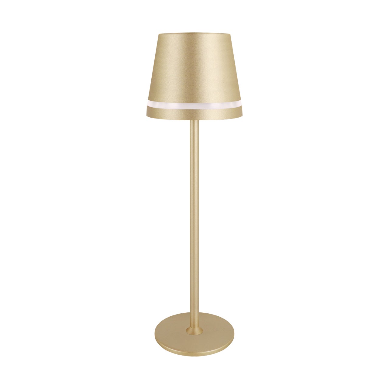 Lampa stołowa nowoczesna złota smukła klosz z obwódką USB-C przenośna dotykowa LED 3W INES Struhm