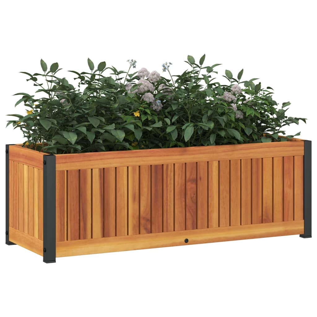 Donica ogrodowa, 80x30x27,5 cm, lite drewno akacjowe i stal