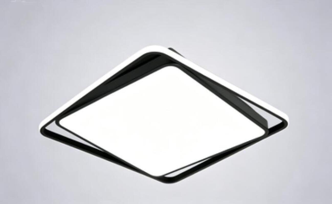 Wpuszczana lampa sufitowa LED, 54 W, trzy temperatury barwowe, regulowana jasność, z pilotem, kanciasty, kwadratowy kształt, kolor czarny, 50 cm.