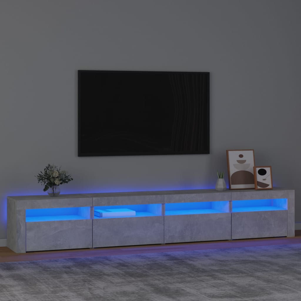 Szafka pod TV z oświetleniem LED, szarość betonu, 240x35x40 cm vidaXL