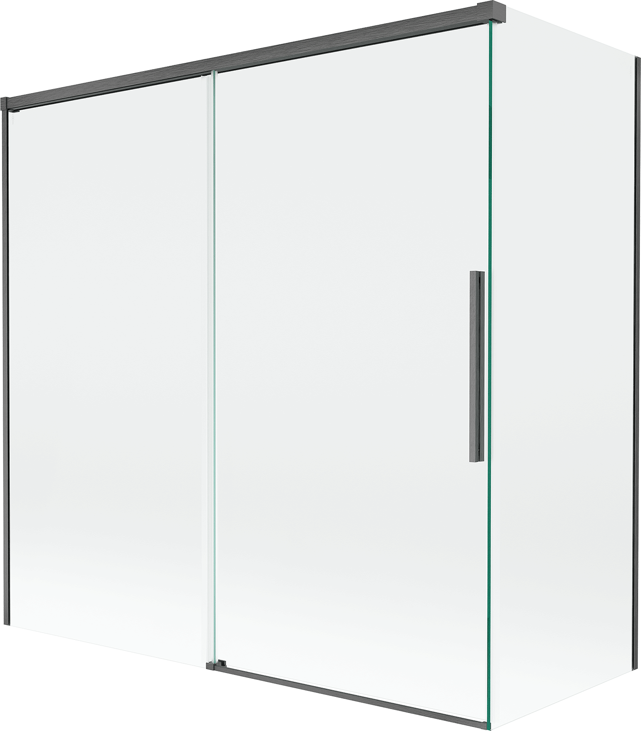 Mexen Rox parawan nawannowy 2-skrzydłowy rozsuwany 160 + 70 x 150 cm, transparent, gun gray szczotkowany - 8C9-160-070-66-00
