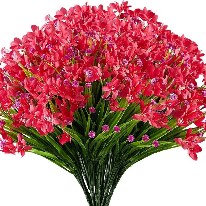 6 sztuk sztucznych kwiatów orchidei, plastikowe rośliny na ślub, bukiet ślubny, na zewnątrz, do domu, ogrodu, kuchni, biura, wazon na stół, czerwone