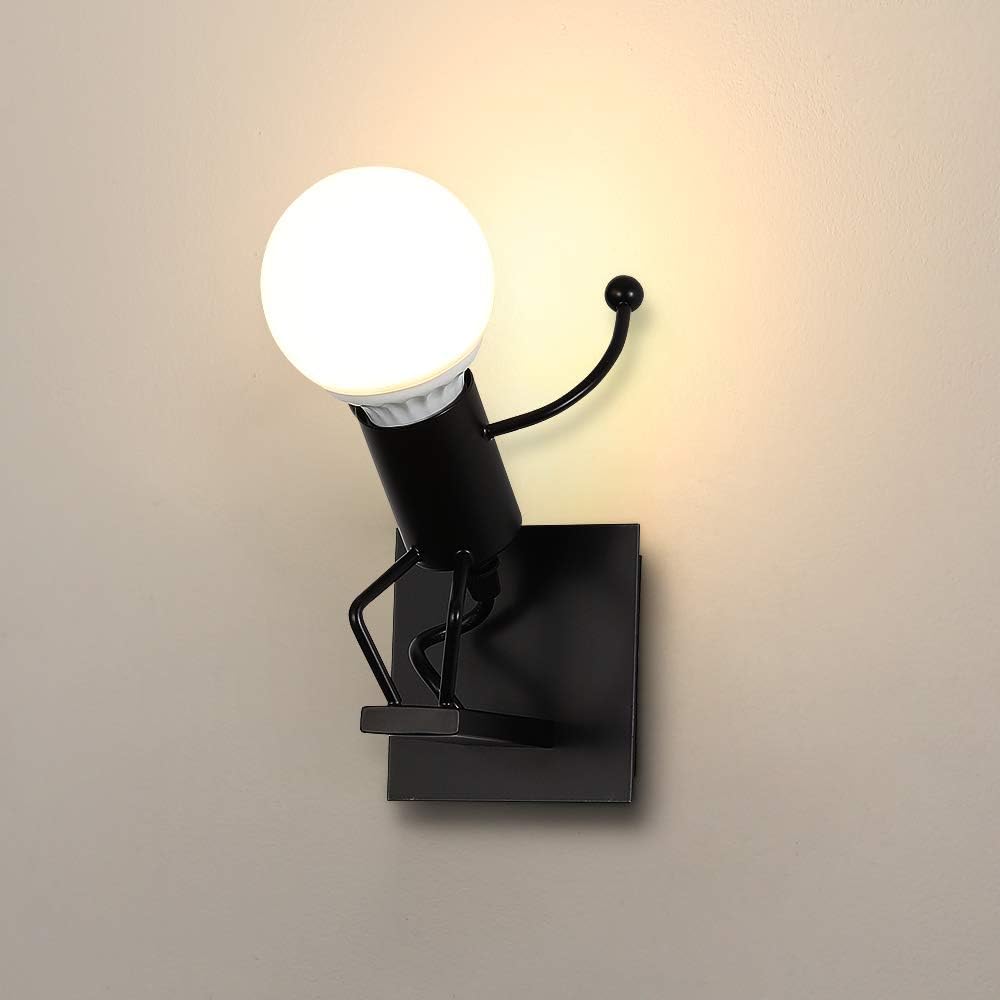 Kinkiet wewnętrzny LED, nowoczesny kinkiet, żarówka E27 w stylu vintage, metalowy, do salonu, sypialni, przedpokoju, klatki schodowej lub korytarza.