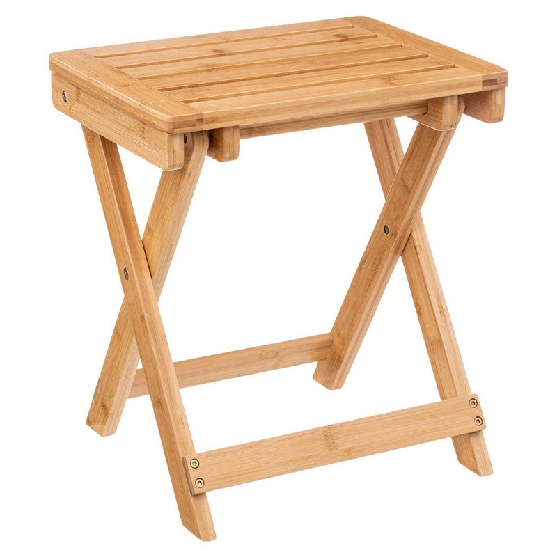 TABORET SKŁADANY drewniany BAMBUSOWY 44 cm styl boho
