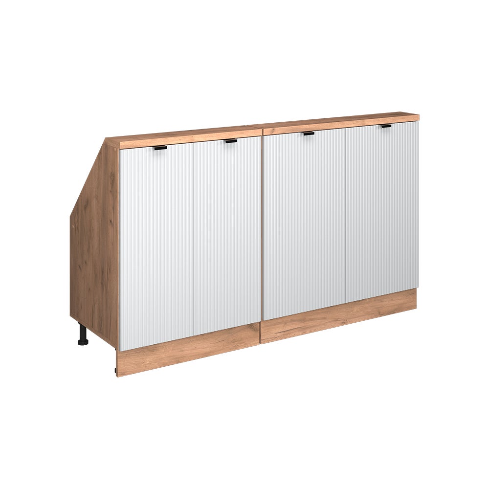 Vicco Zestaw szafek na dach skośny Rion, Białe pofałdowanie, 140 cm Zestaw 2 sztuk