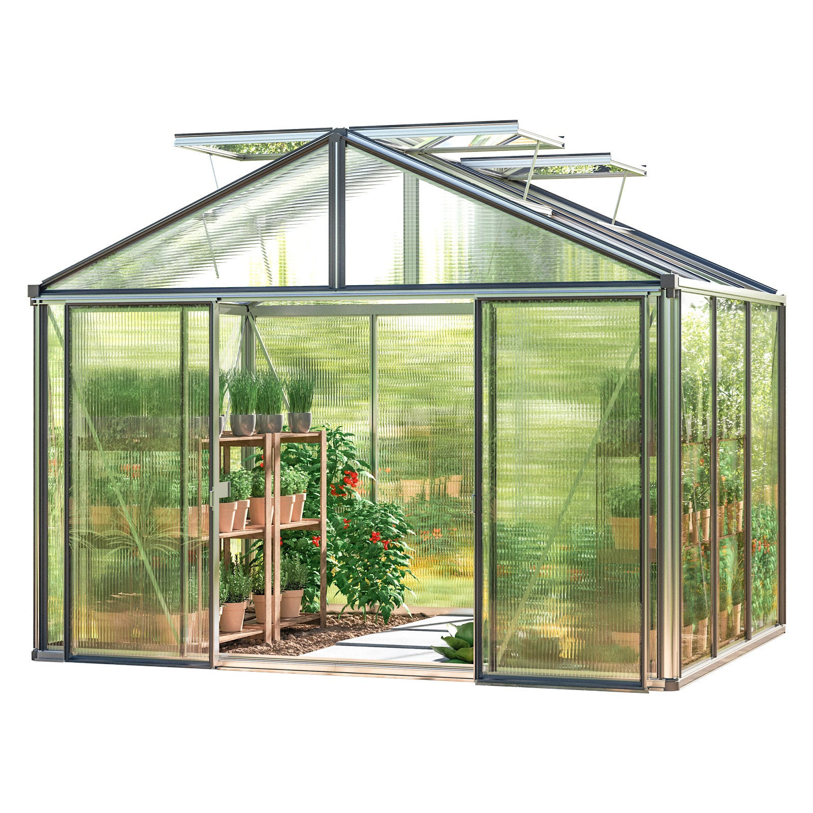 GFP szklarnia Asteria 21 Premium 311x235 cm - grube panele poliwęglanowe ok. 16 mm - kolor: aluminium naturalne