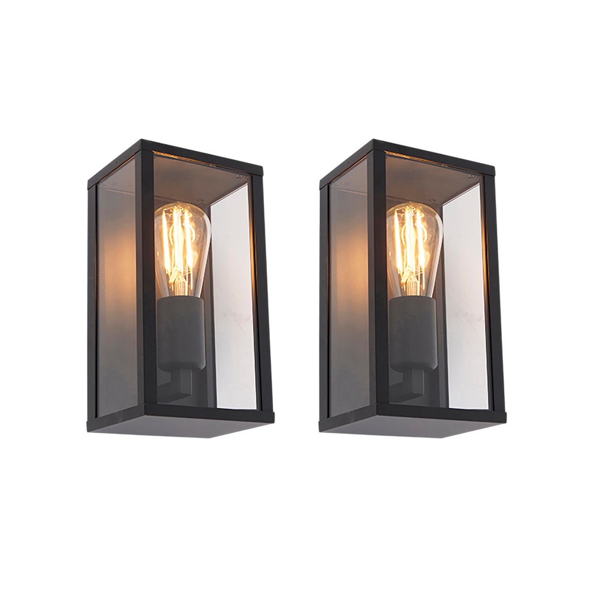 Qazqa przemysłowy lampa ścienna zewnętrzna ze szkłem do ogród - Charlois - czarny, max. 40w, kompatybilny z żarówką LED, e27
