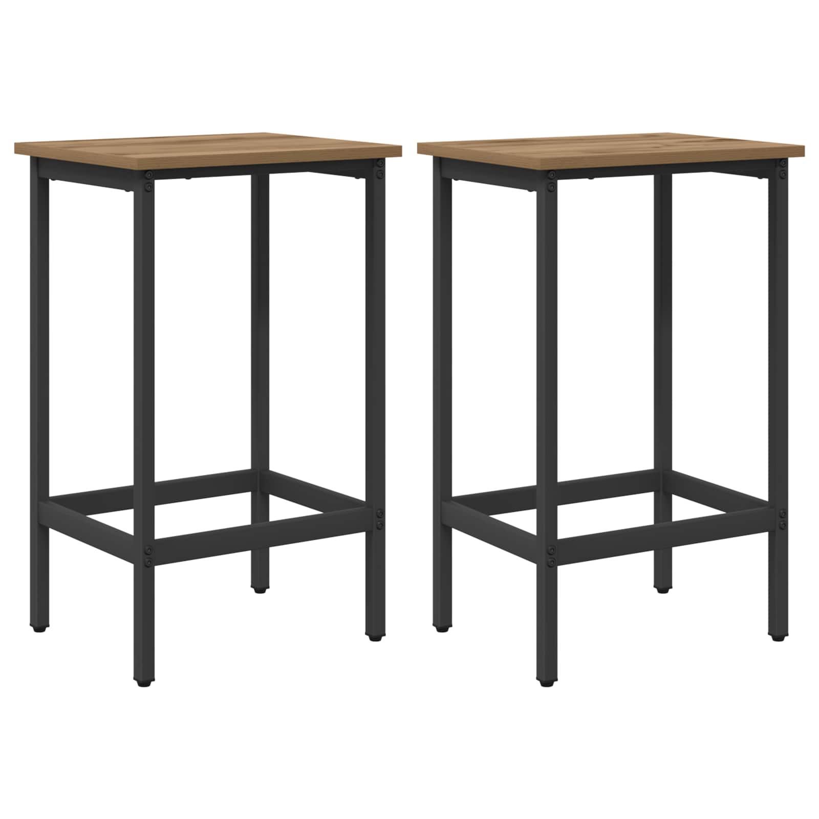 2x Hoker Metalowy do Kuchni Dąb Artisan z Podnóżkiem