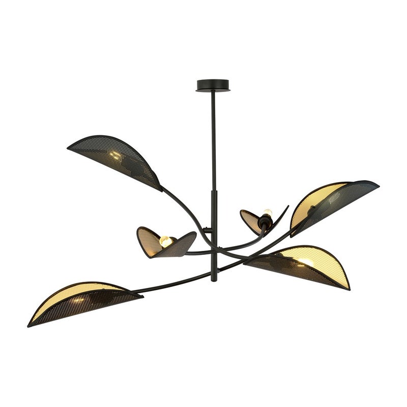 Żyrandol Emibig 6xE14 40W LOTUS 6 BLACK/GOLD 1106/6