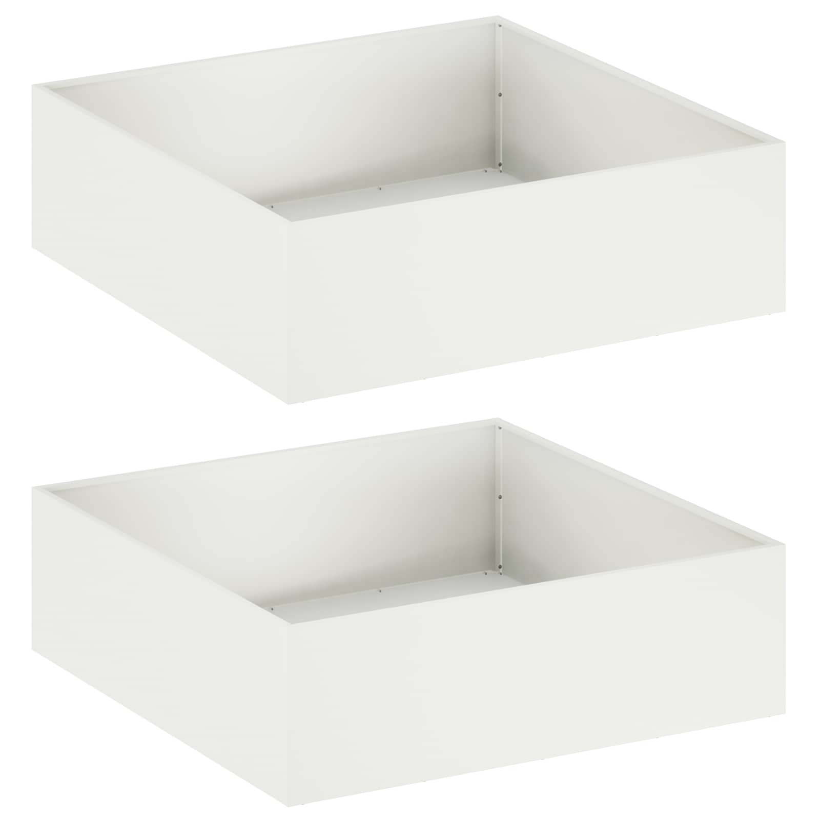 2x Donica Ogrodowa Stalowa 80x80x30 cm Biała na Taras na Balkon na Kwiaty
