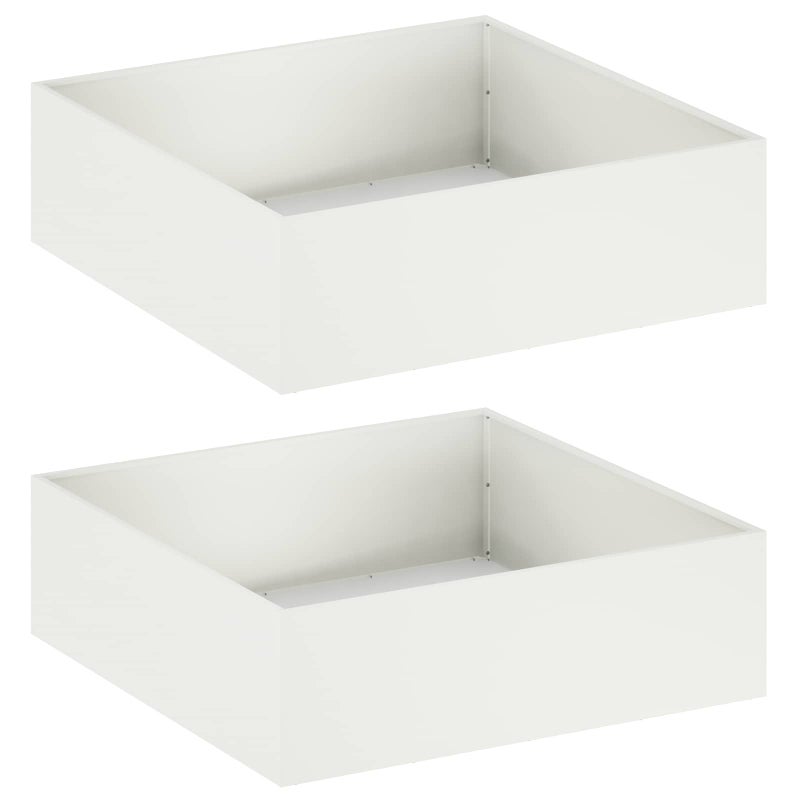 2x Donica Ogrodowa Stalowa 80x80x30 cm Biała na Taras na Balkon na Kwiaty